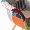 Fabulaxe Plastic Multicolor Fabric Patchwork DAW Shell Dining Chair with Wooden Dowel Eiffel Legs QI004090